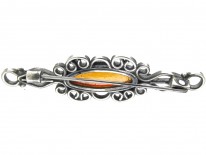 Russian Amber & Silver Bar Brooch