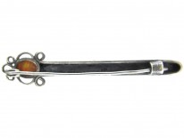 Russian Amber, Silver & Pearl Brooch