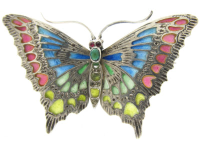 Art Nouveau Plique-à-Jour Silver Butterfly Brooch Art Nouveau Plique-à-Jour Silver Butterfly Brooch