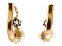 Edwardian 18ct Gold, Rose Diamond & Pearl Earrings