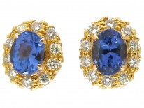 18ct Gold Tanzanite ​& Diamond Cluster Earrings