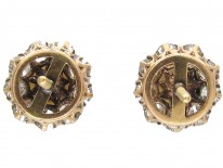 Edwardian 18ct Gold Diamond & Pearl Cluster Earrings