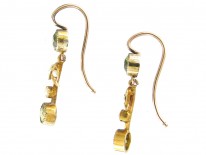 Edwardian 15ct Gold, Peridot & Natural Split Pearl Drop Earrings