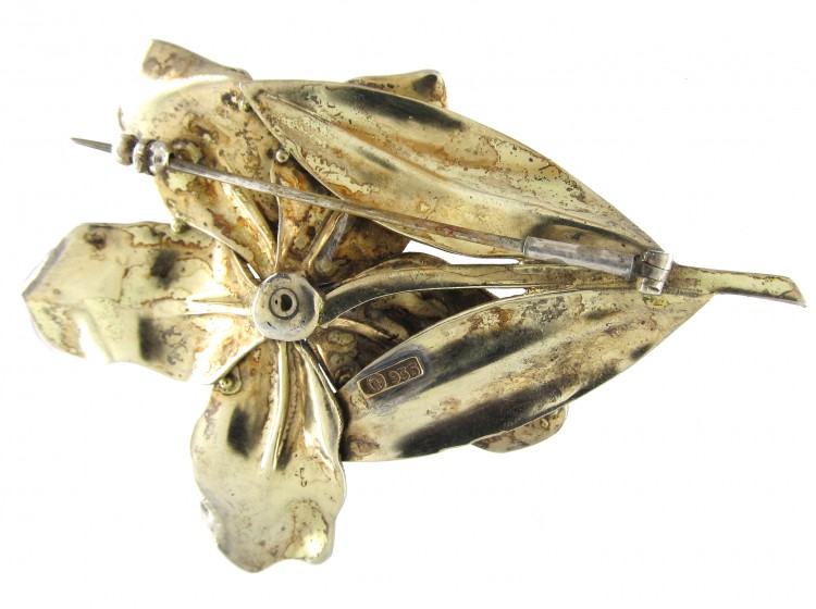 Theodor Fahrner Large Silver Gilt & Marcasite Brooch