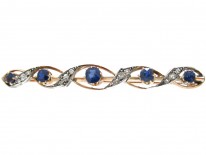 Edwardian Sapphire & Diamond Wavy Brooch