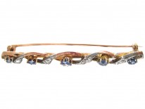 Edwardian Sapphire & Diamond Wavy Brooch