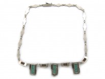 Art Deco Silver, Amazonite, Citrine & Marcasite Necklace