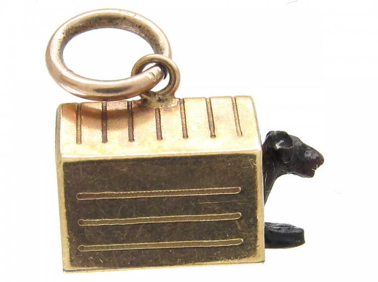 Gold Dog in Kennel Charm