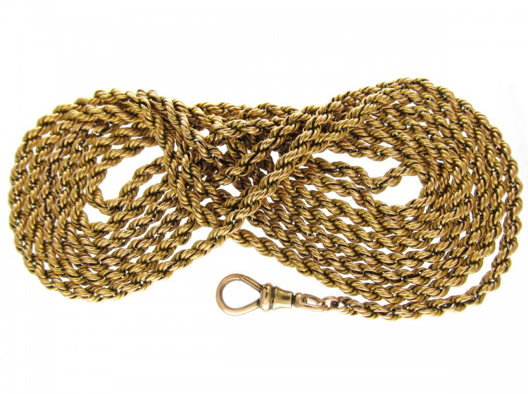 Victorian 15ct Gold Prince of Wales Twist Long Guard Chain