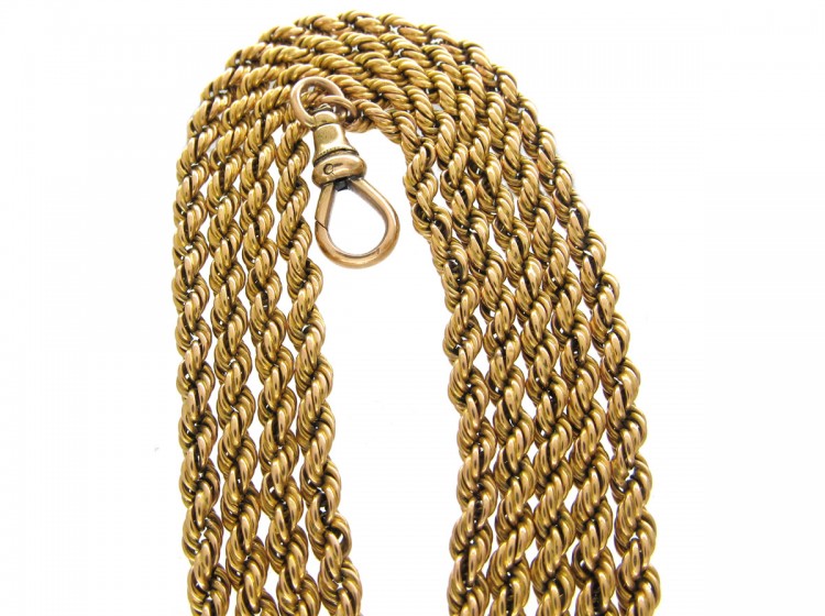 Victorian 15ct Gold Prince of Wales Twist Long Guard Chain