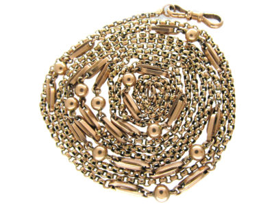 Long Victorian Twisted Rope Work & Ball Chain