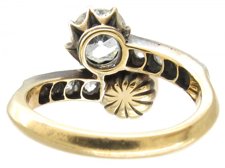 Art Nouveau Pearl & Diamond Crossover Ring