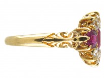 Burma Ruby & Diamond Cluster Ring