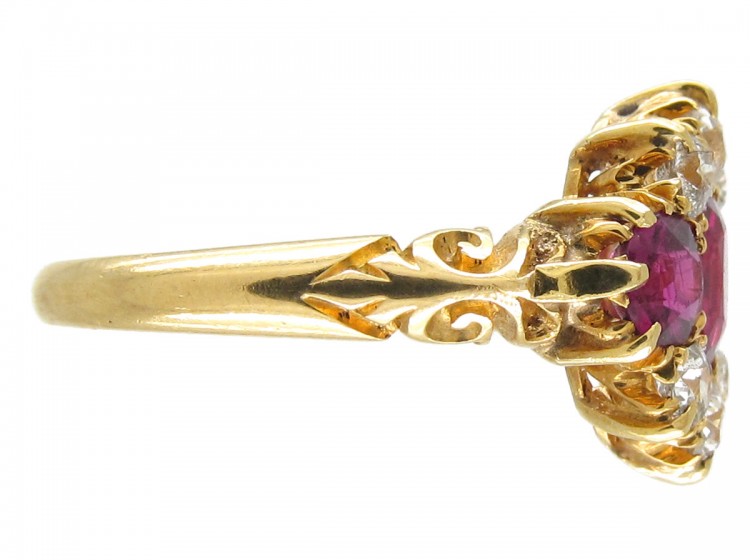 Burma Ruby & Diamond Cluster Ring