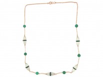 Art Deco Chrysoprase & Rock Crystal 9ct Necklace
