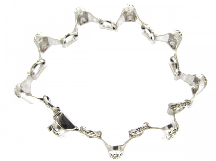 Art Deco Silver & Marcasite Switchback Bracelet by Theodor Fahrner