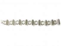 Art Deco Silver & Marcasite Switchback Bracelet by Theodor Fahrner