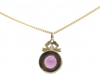 Edwardian Amethyst & Split Pearl Silver Pendant