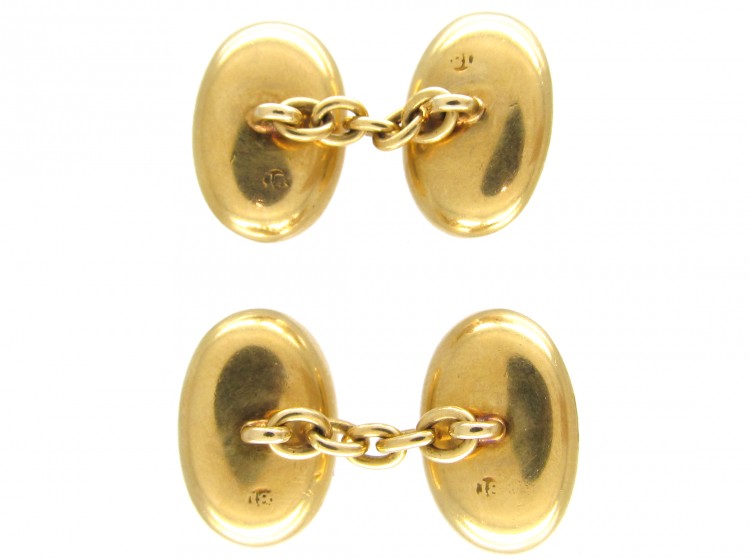 Edwardian Mother of Pearl, Split Pearl & Enamel Cufflinks