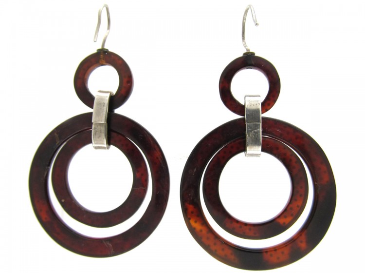 Victorian Tortoiseshell Double Hoop Earrings