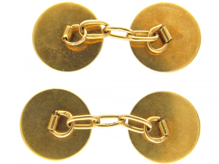 18ct Gold & Blue Enamel Art Deco Cufflinks