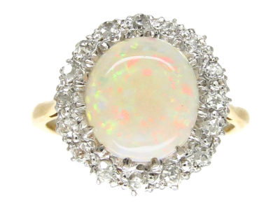 Retro Diamond & Opal Cluster Ring