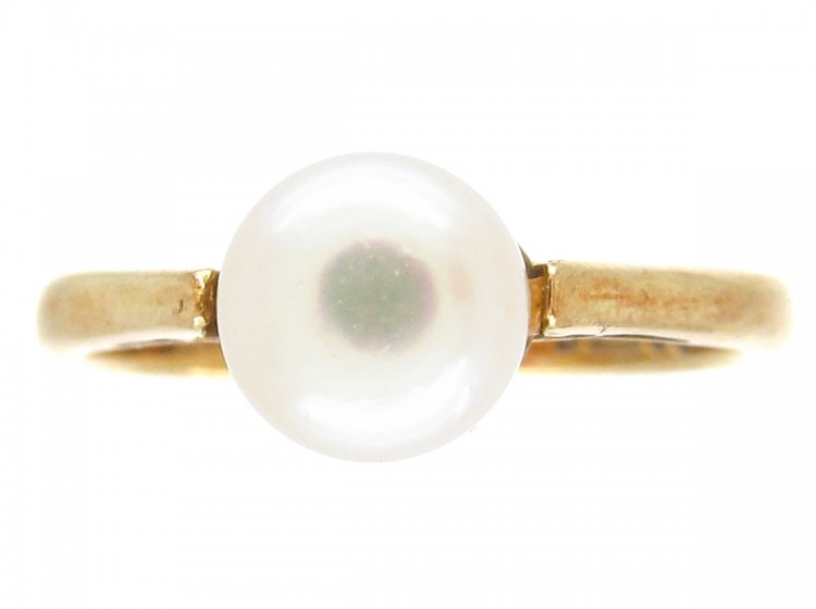 1950s 9ct Gold Single Pearl Ring