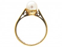 1950s 9ct Gold Single Pearl Ring