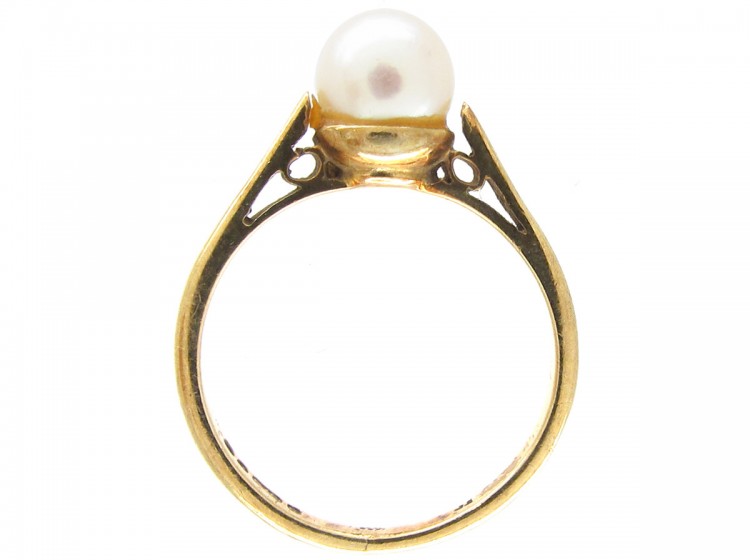1950s 9ct Gold Single Pearl Ring