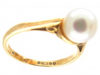 1950s 9ct Gold Single Pearl Ring