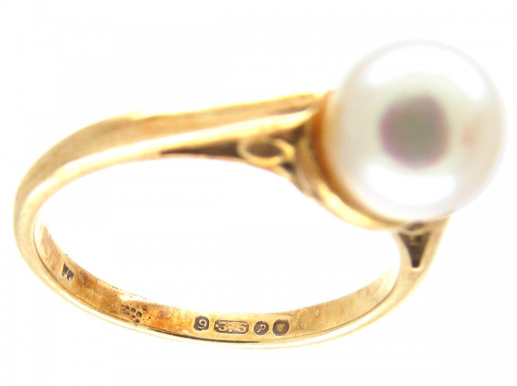 1950s 9ct Gold Single Pearl Ring
