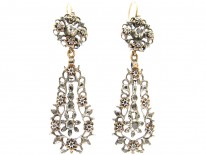 Georgian Long Drop Rose Diamond Earrings