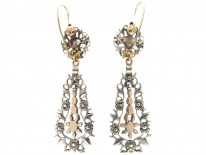 Georgian Long Drop Rose Diamond Earrings