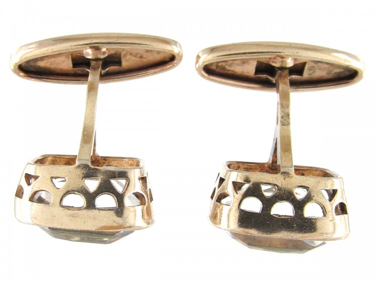 Russian Silver Rock Crystal Cufflinks