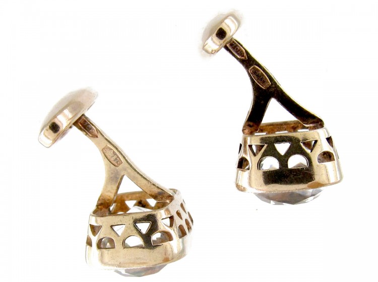 Russian Silver Rock Crystal Cufflinks