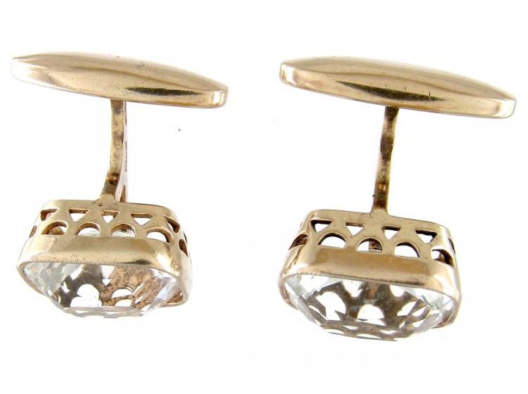Russian Silver Rock Crystal Cufflinks
