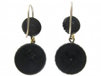 Victorian Carved Bog Oak & Paste Drop Earrings