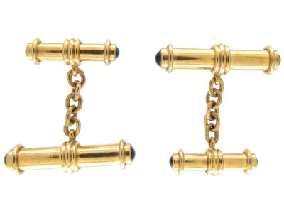 Gold & Cabochon Sapphire Cufflinks