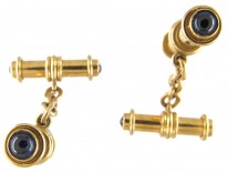 Gold & Cabochon Sapphire Cufflinks