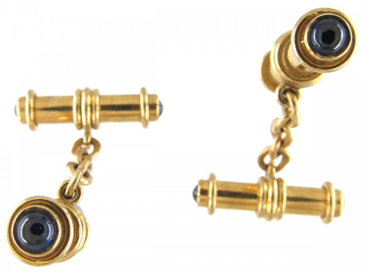 Gold & Cabochon Sapphire Cufflinks