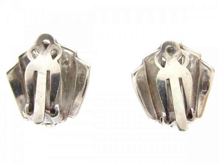 Silver & Marcasite Art Deco Clip Earrings