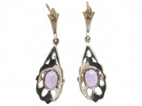 Silver Amethyst & Marcasite Drop Earrings