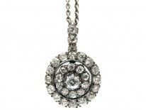 Edwardian Diamond Target Cluster Pendant on Chain