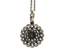 Edwardian Diamond Target Cluster Pendant on Chain