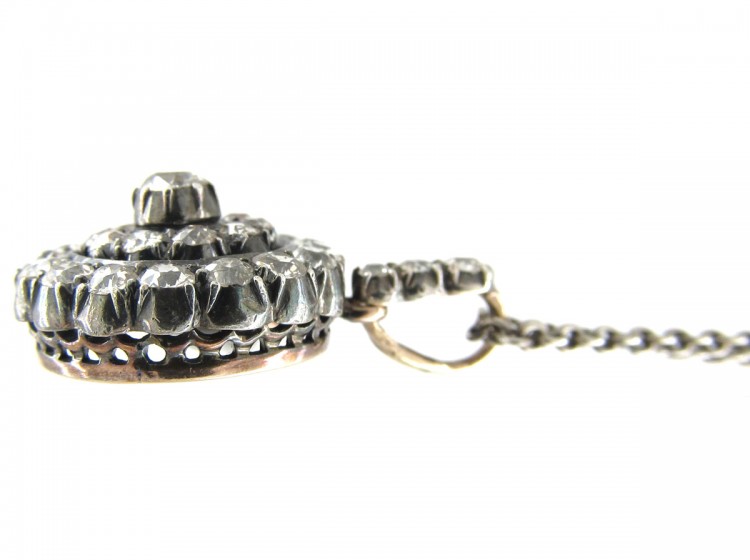 Edwardian Diamond Target Cluster Pendant on Chain
