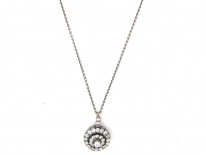 Edwardian Diamond Target Cluster Pendant on Chain