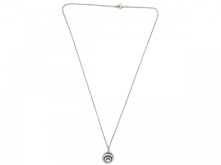 Edwardian Diamond Target Cluster Pendant on Chain