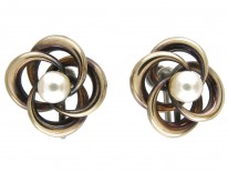 Silver & Pearl Knot Earrings