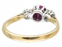 Ruby & Diamond Three Stone Ring