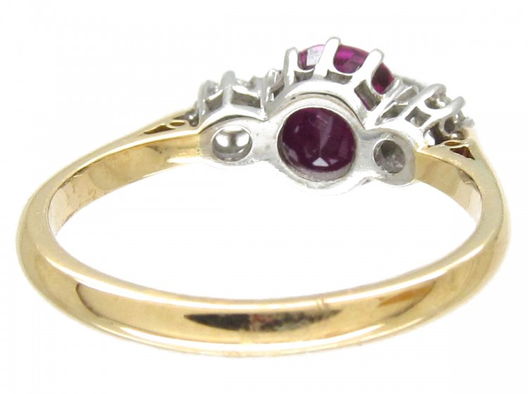 Ruby & Diamond Three Stone Ring